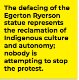 vanderclass's tweet photo. Building on our discussions around #215children last week we learned about the protests and Ryerson statue. Inspired by @Giidaakunadaad1 's view of it as art - we named the image - students could choose which of these they focused on. See thread for more of their thinking. https://t.co/x102ZzzTin