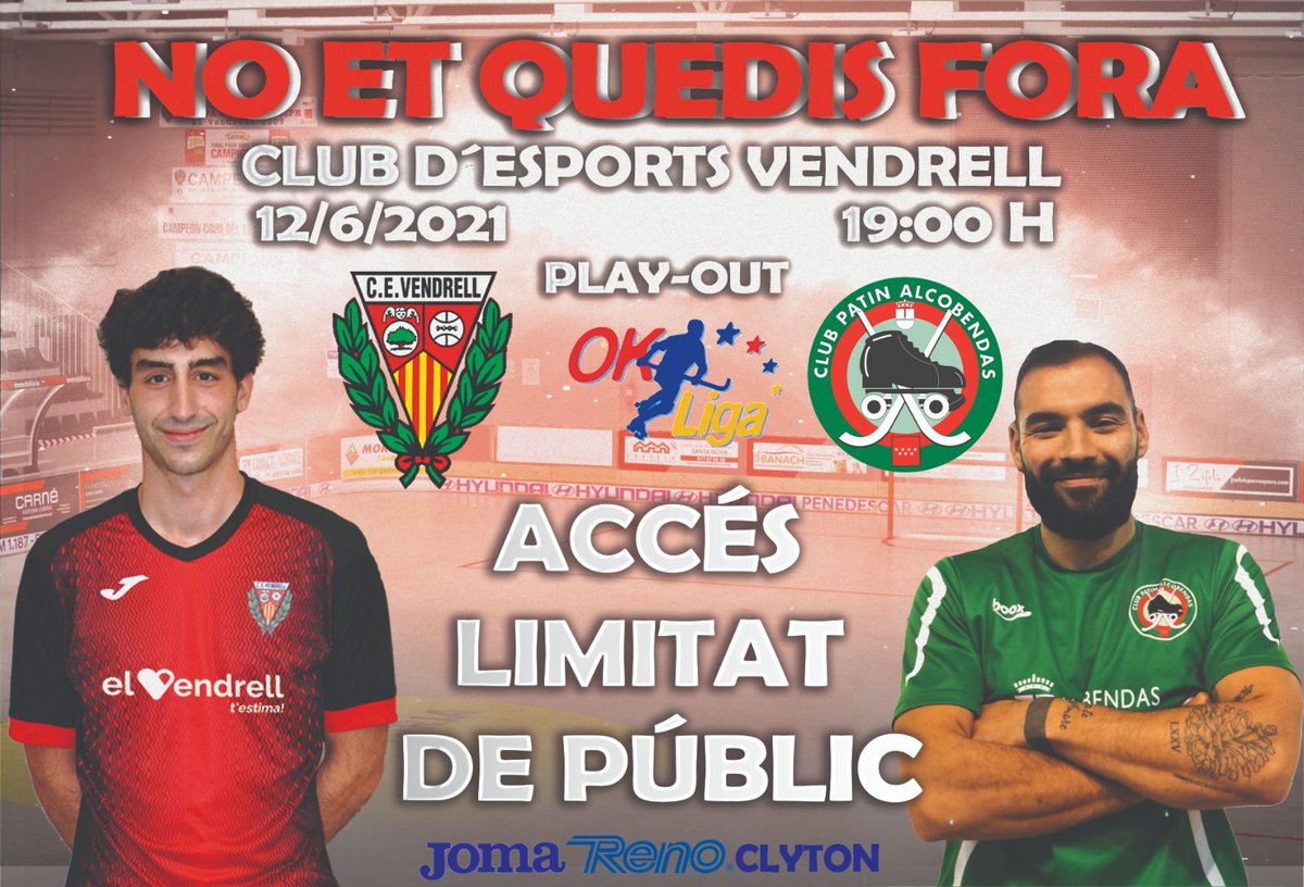 okcevendrell's tweet photo. 📢 ET NECESSITEM 50 MINUTS ANIMANT

💪L'equip necessita el màxim suport de l'afició per aconseguir la remuntada per a la permanència a #OKLliga 

📝Reserva la teva entrada al formulari https://t.co/XUTR7pUMru i gaudeix a taquilla d'un 2x1

#somhielvendrell #amborgull #okremuntada https://t.co/tpFzY24XCv