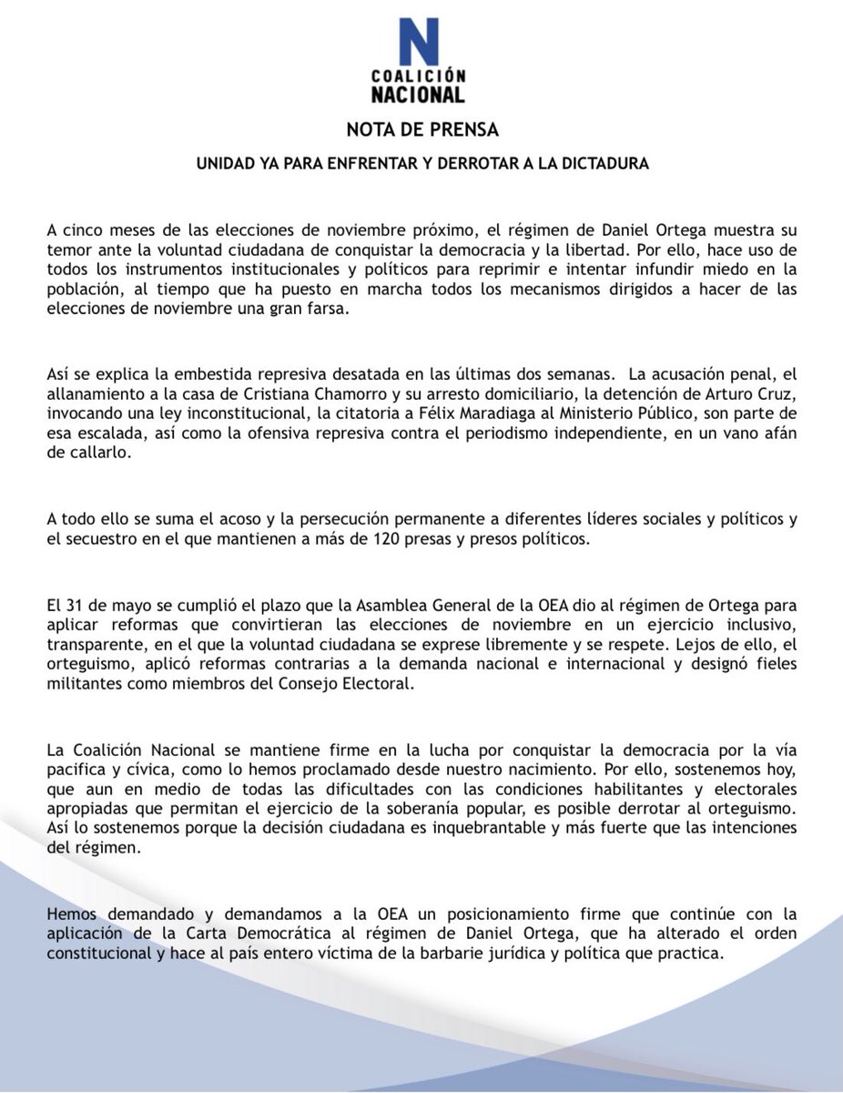 Coalición Nacional Nicaragua tweet media