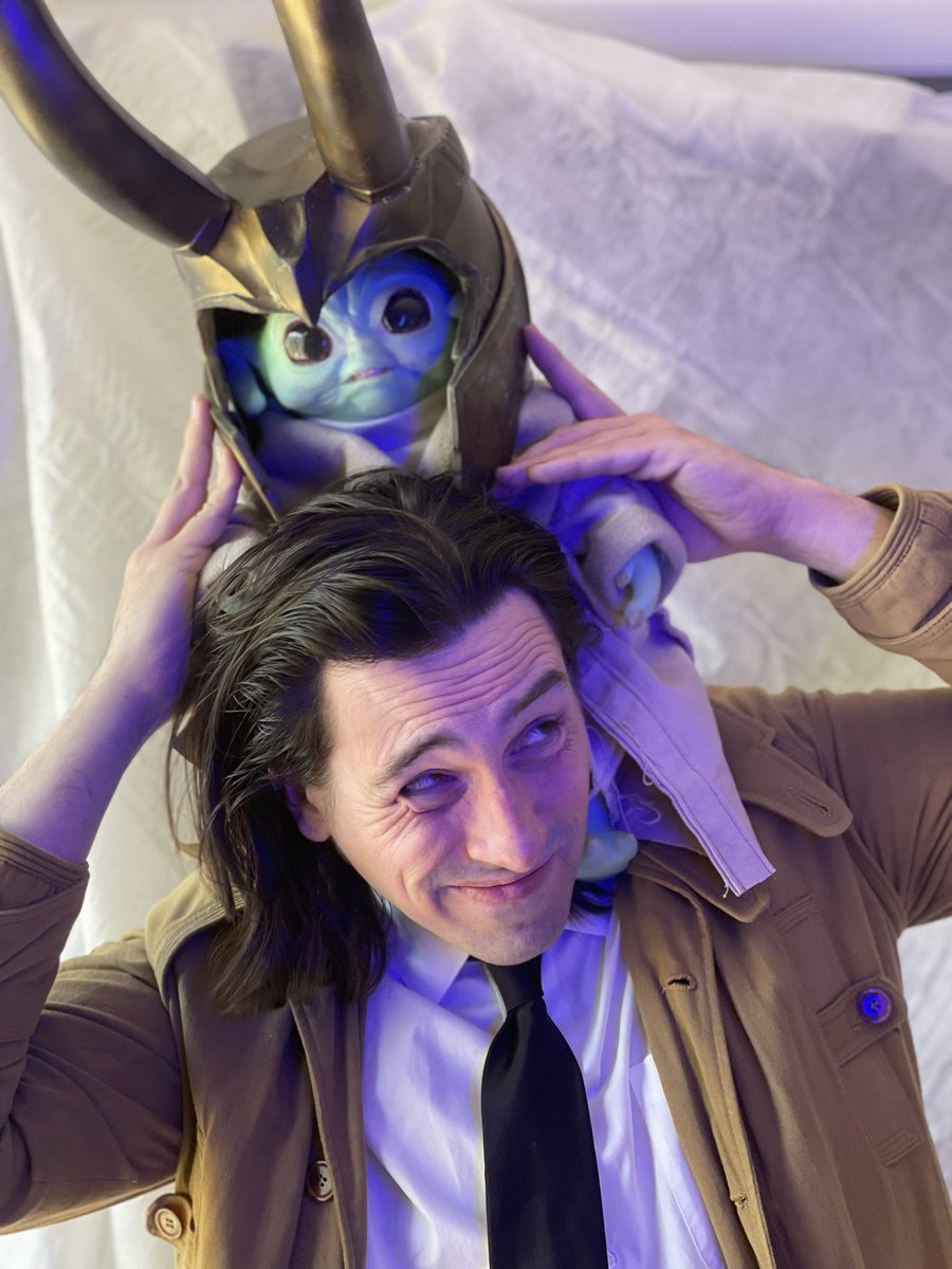 Once #loki hits #disney+ he will find it impossible to get #babyyoda out of his hair. #marvel and #starwars collide <a href="/twhiddleston/">Tom Hiddleston</a>
