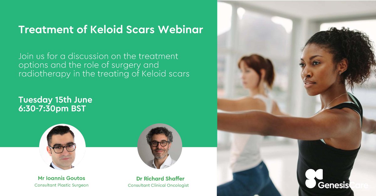 Discover treatment options and the role of surgery &amp; radiotherapy in the treating of Keloid scars, on Tue 15 June @ 6:30pm BST, hosted by <a href="/IoannisGoutos/">Ioannis Goutos</a>, Consultant Plastic Surgeon and Dr Richard Shaffer, Consultant Clinical Oncologist. Register today. bit.ly/3fZkZ49