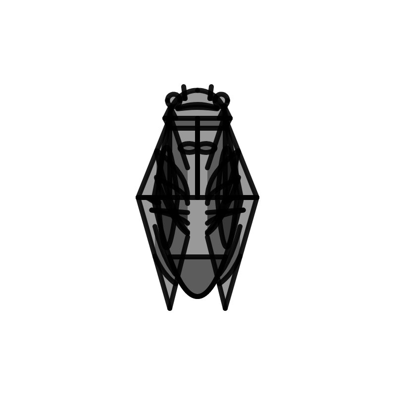 MakerZigler's tweet photo. This is beautiful work by a precalculus student in the #makerspace. The original design created mathematically in @Desmos, vectorized in @inkscape, and laser cut on @EpilogLaser. For those not in the region, this is a brood X cicada. #MakerEd @BullisSchool @TurettB https://t.co/iRYD4G9xL8