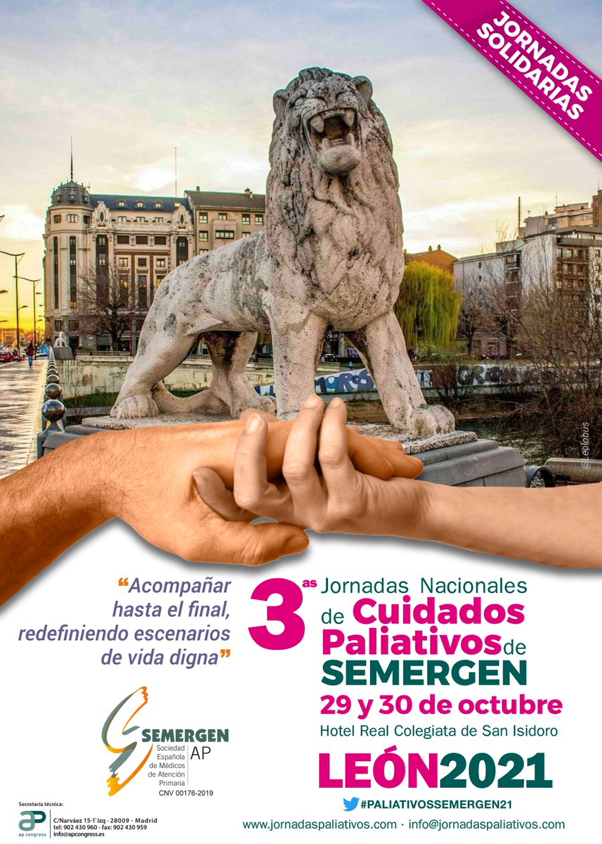 #PaliativosSEMERGEN21 29 y 30 Octubre |
📍  3ª Jornadas Nacionales de @CP_Semergen
📭 Abierto plazo de envío de COMUNICACIONES hasta 21 Junio
💻 jornadaspaliativos.com