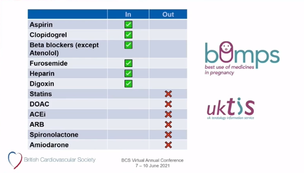 Which common cardiac drugs can be used in pregnancy? Great summary from Dr Bhagra at #BCS2021

Further details:
medicinesinpregnancy.org
uktis.org 

#cardioed