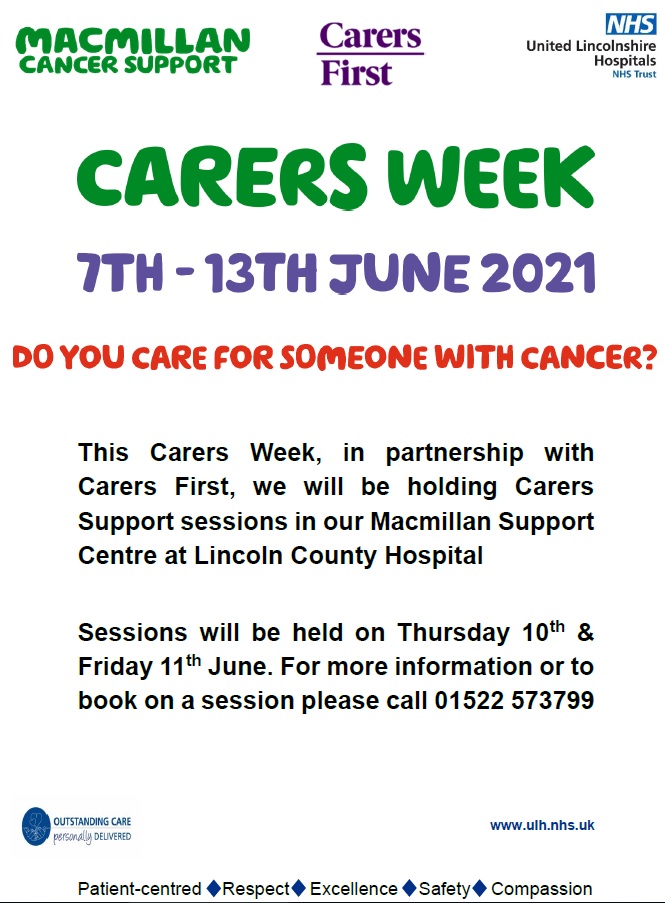 ULHT Macmillan Info (@ulht_macinfo) on Twitter photo This #CarersWeek2021 we are holding 2 carers support sessions in partnership with <a href="/Carers_first/">Carers First</a>. If you care for someone with cancer and would like further support please call us on 01522 573799 to book in. <a href="/ULHT_News/">NHS United Lincs</a> @NHSLincsCCG @MacmillanEMids This #CarersWeek2021 we are holding 2 carers support sessions in partnership with <a href="/Carers_first/">Carers First</a>. If you care for someone with cancer and would like further support please call us on 01522 573799 to book in. <a href="/ULHT_News/">NHS United Lincs</a> @NHSLincsCCG @MacmillanEMids
