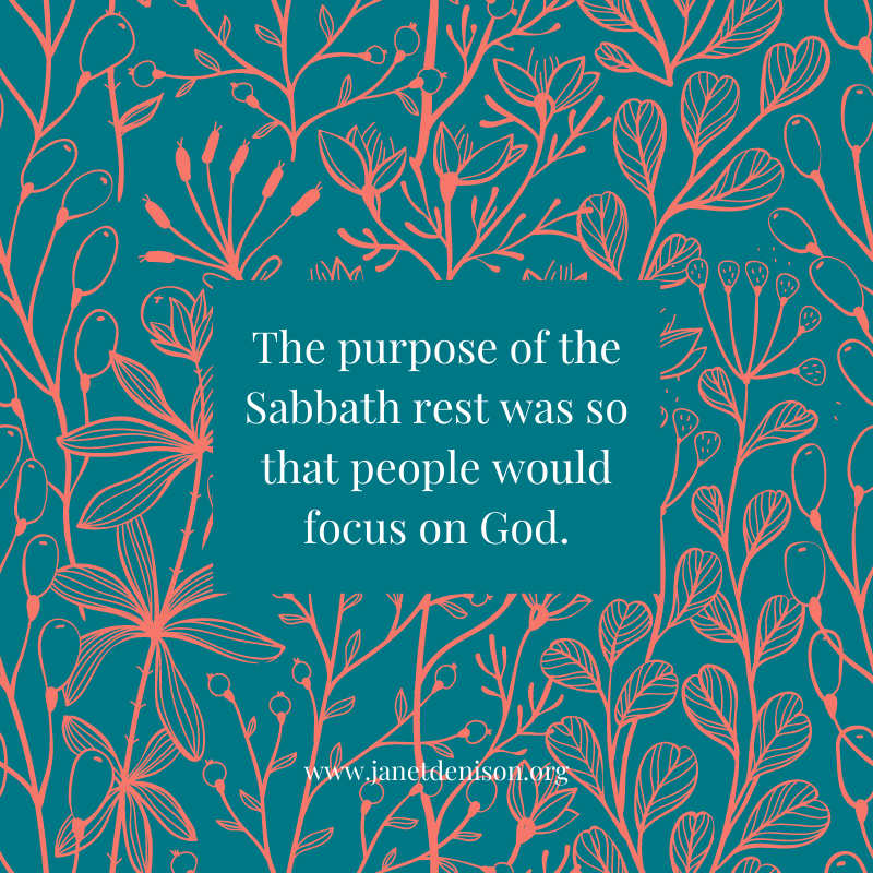 Janet_Denison's tweet photo. I think one of the great lies Satan likes to use when tempting God’s people is to convince us we need to relax, when what we most need is to be restored. 

The purpose of the Sabbath rest was so that people would focus on God. https://t.co/CaUJbYVklU
