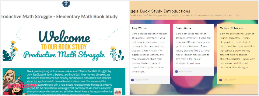 Already off to a great start to the week with a few digging into the first module of Productive Math Struggle! We have 255 participants signed up for the Summer Math Book Study...but it's not too late to join. We cannot wait to interact with all of you! #FISDmathworkshop