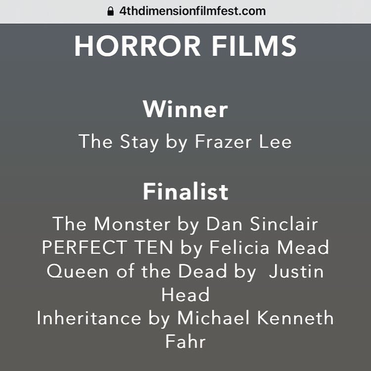 Beyond thrilled!
Award Winner at #4thdimensionindependentfilmfestival for #TheStayMovie 
Congrats to all Finalists!
Screening 28-30 June, Ubud Paradiso, Bali.
Thanks to all @4D_FilmFest & to all our supporters #indiehorrorfilm #horrorfilmmaker #folkhorrormovies #MondayMotivation