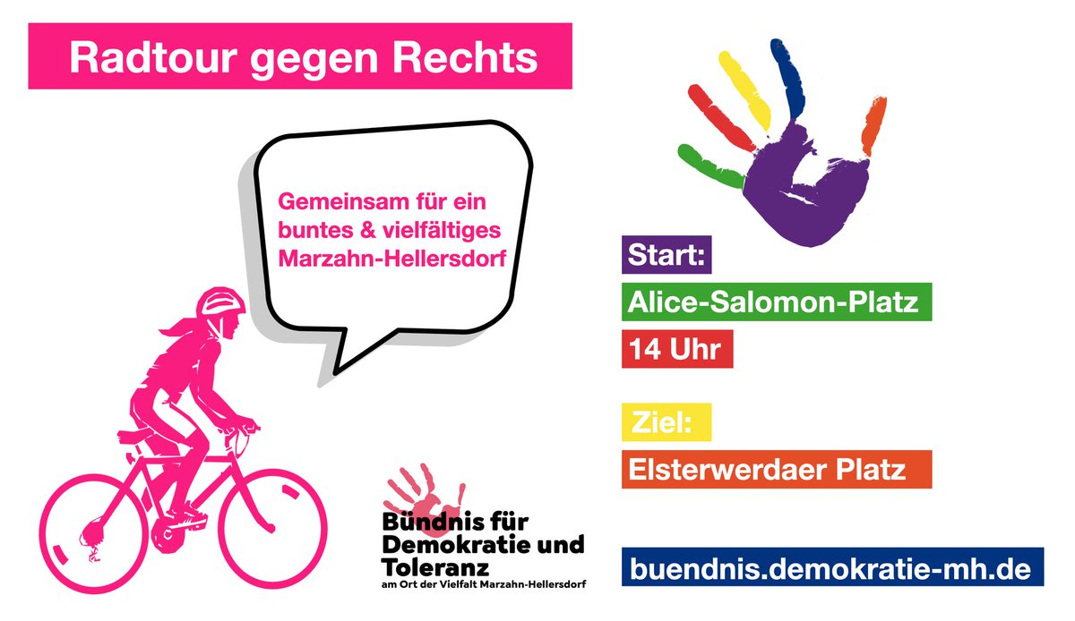 Radtour gegen Rechts: Gemeinsam am kommenden Samstag für ein buntes &amp; vielfältiges Marzahn-Hellersdorf! #b1306 #mahesolidarisch #solidarischekiezemh