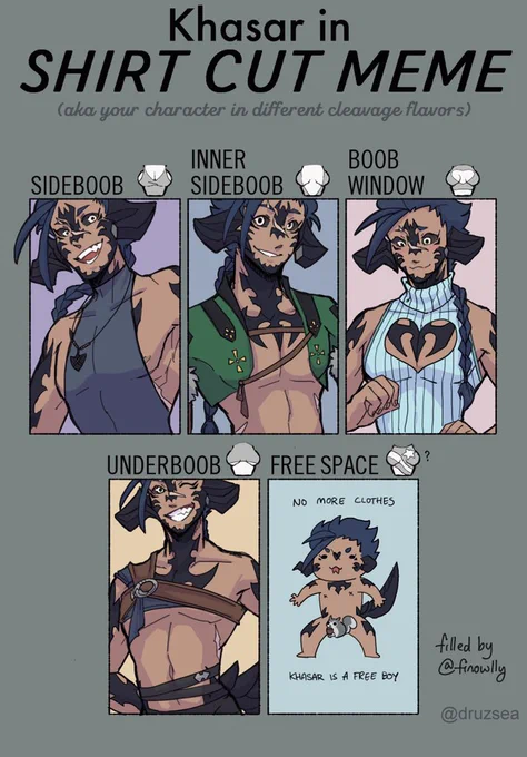 4 times Khasar wears a shirt and 1 time he doesn't
a.k.a the shirt cut meme 