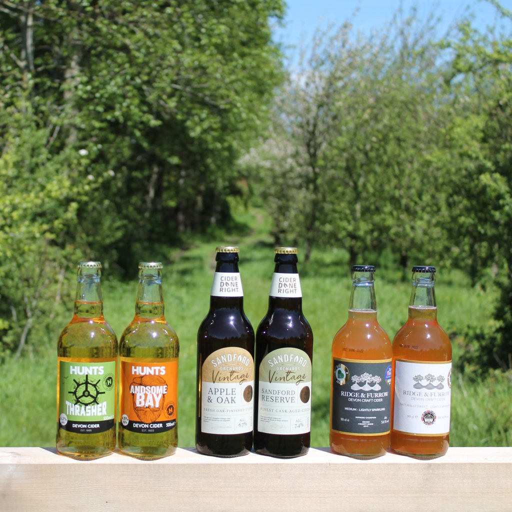 cidershop's tweet photo. Our first #cidersubscription box is a tribute to the rolling hills and sandy shores of Devon. We've rounded up the very best #realciders in the county, and we can't wait for you to try them. https://t.co/KLPvtFnUj8 @Huntscider @sandfordorchard #devoncider https://t.co/SxT4PedALA