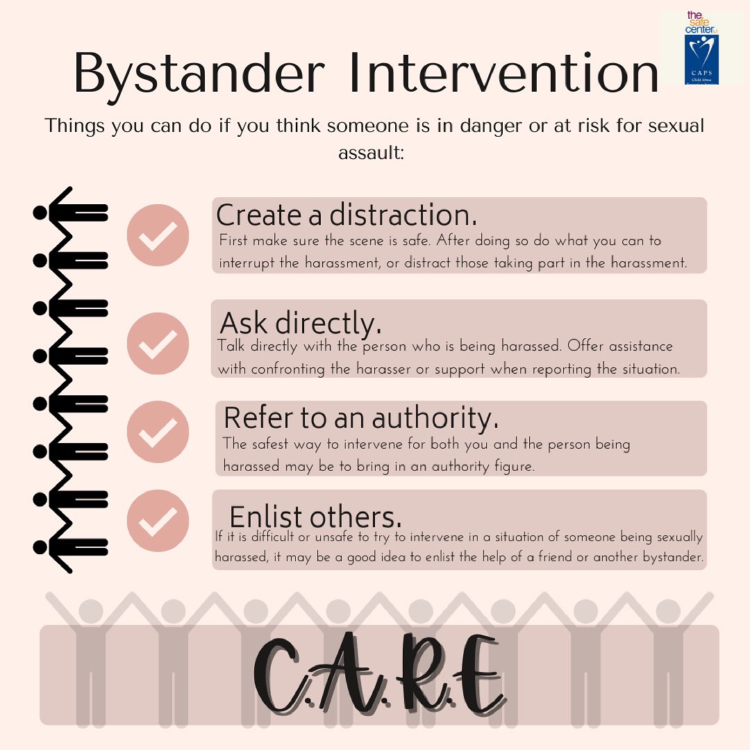 caps_thesafectr's tweet photo. #care Bystander Intervention is a critical part of stopping sexual violence! #sexualassault #bystander #Awareness #stopabuse #harassment #unwanted #unwelcome #inappropriate #unhealthyrelationships https://t.co/ujNbHjPa38