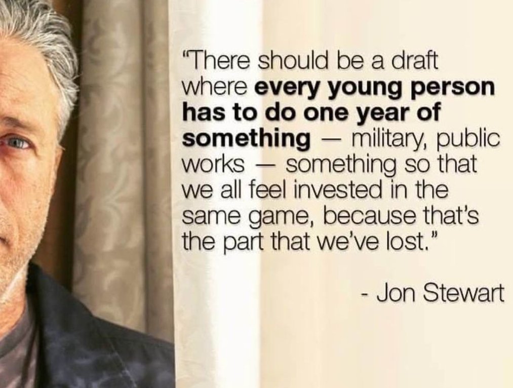 Jon Stewart says service guarantees citizenship

mediaite.com/tv/jon-stewart…