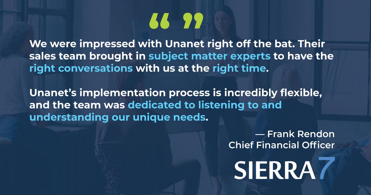 'When we were assessing ERP solutions, support was a key part of our grading criteria, and Unanet’s superior support offerings exceeded those expectations.'

We're excited to welcome @Sierra7Inc as a customer. Read about why they chose Unanet in our blog.