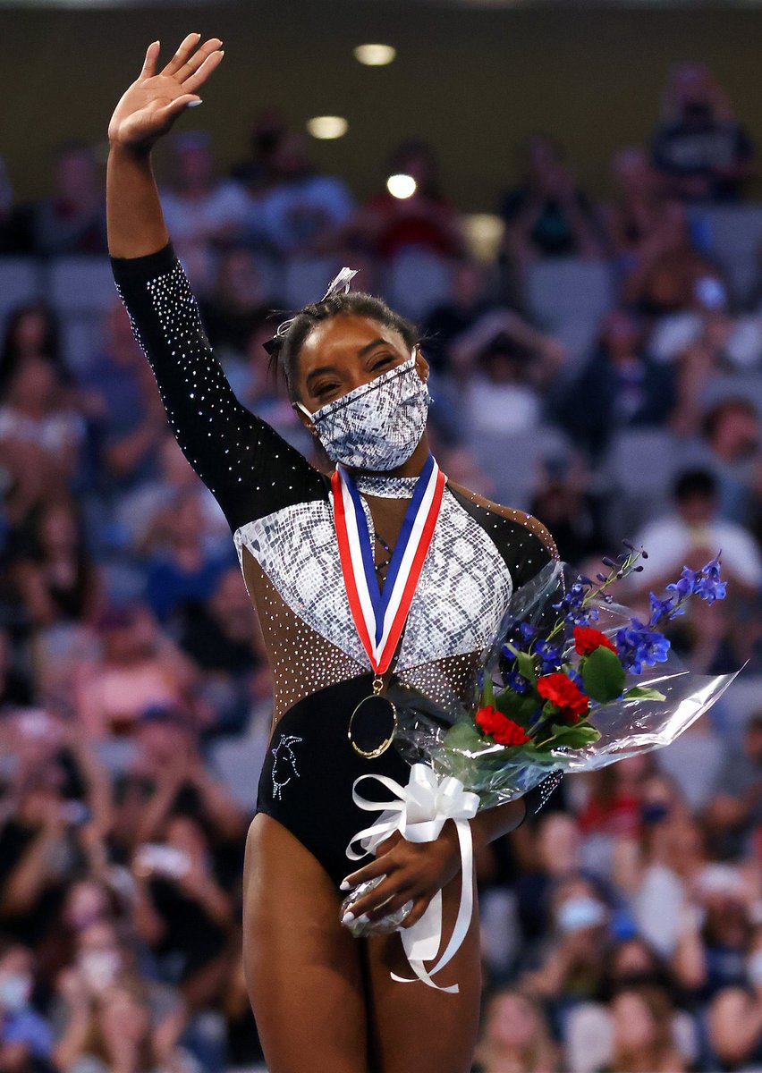 Simone Biles becomes the first woman to win 7 U.S. All-Around titles. She now has more all-around titles than any other woman in history. 🏆🥇