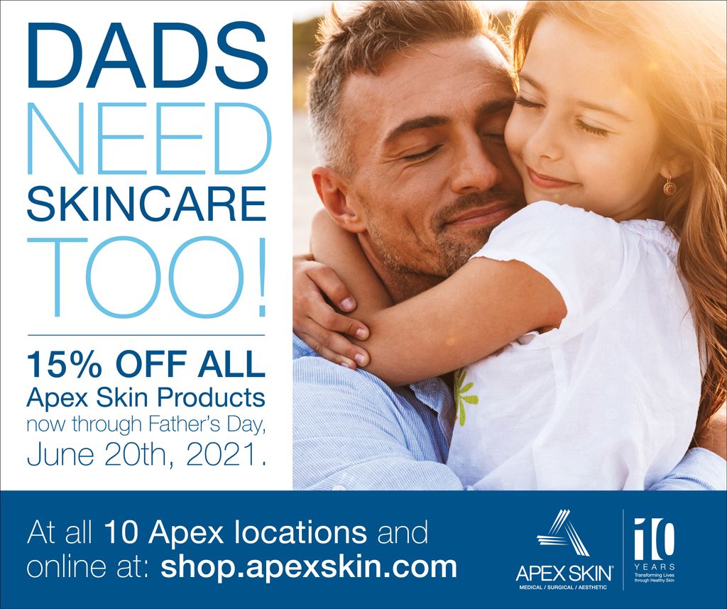 Dad's need #skincare too! Shop now at shop.apexskin.com

#fathersday #fathersday2021 #gift #discount #dermatology #sunscreen #antiaging #cleveland #apexskin