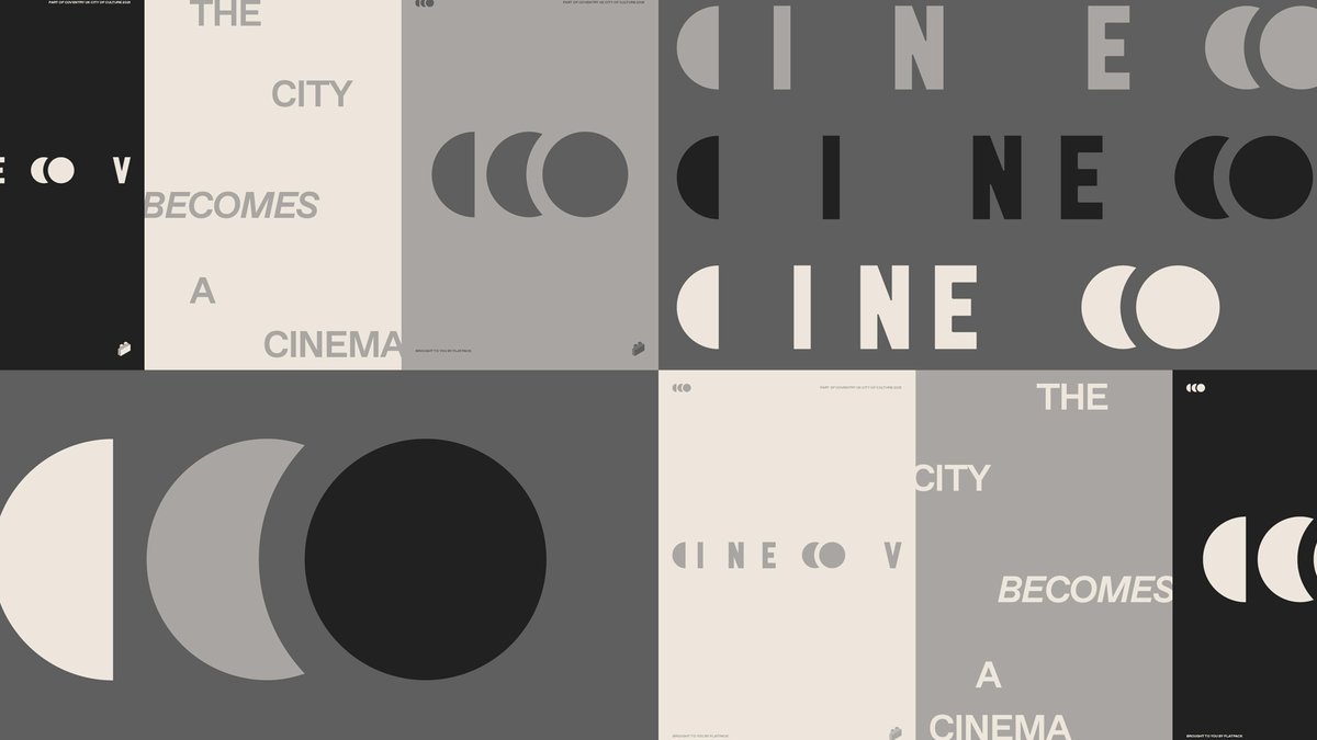 Design_Week's tweet photo. Wieden+Kennedy's branding for Coventry film festival CineCov is inspired by the city's brutalist architecture https://t.co/VMszElql6r https://t.co/pl98roHxOz
