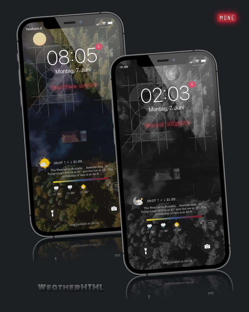 kleinmone's tweet image. Recreated my YW theme for WeatherHTML ..

WeatherHTML by @thewaytozion 
Wallpaper by @RoyalDosanjh 
Template by @screenshot_pro 

#nojailbreak #iOS147beta2