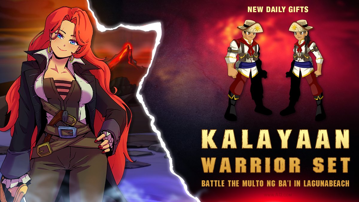 Alina_AE's tweet image. New Filipino Independence Day gifts! Battle the Multo ng Ba'i in /lagunabeach until June 30th for a chance to get the pieces of the Kalayaan Warrior set. (Mahal namin ang mga Pilipinong manlalaro!) Log in each day for a new reward, boost, or other bonus at AQ.com
