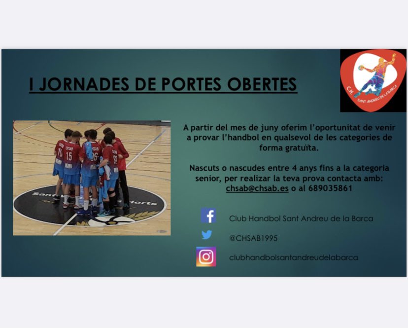 Este mes de junio jornada de puertas abiertas. Si quieres probar handbol está es tu oportunidad. 🤾❤️