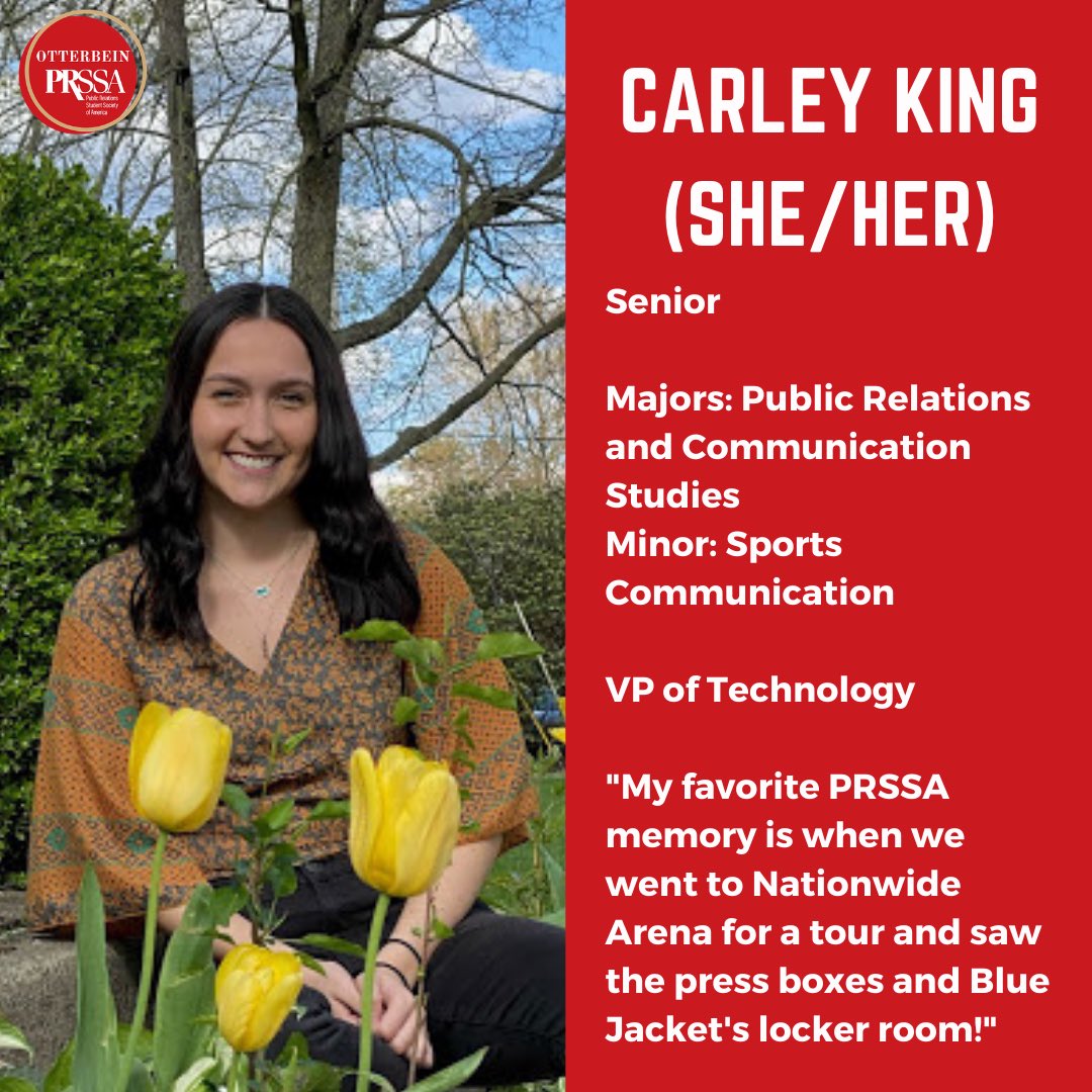 Introducing our 2021-2022 PRSSA Executive Board! 

Be sure to check back every week for the next four weeks to hear from each new member. 

Today is our new Vice President of Technology, Carley!