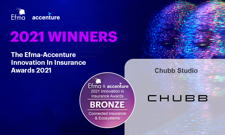 Chubb's tweet photo. .@Efma and @Accenture recognized Chubb’s digital product distribution platform, #ChubbStudio, with a 2021 Innovation in Insurance Award in the Connected Insurance &amp; Ecosystems category. Congratulations to the Chubb Studio team on this well-earned recognition https://t.co/VQ7hn7N5de