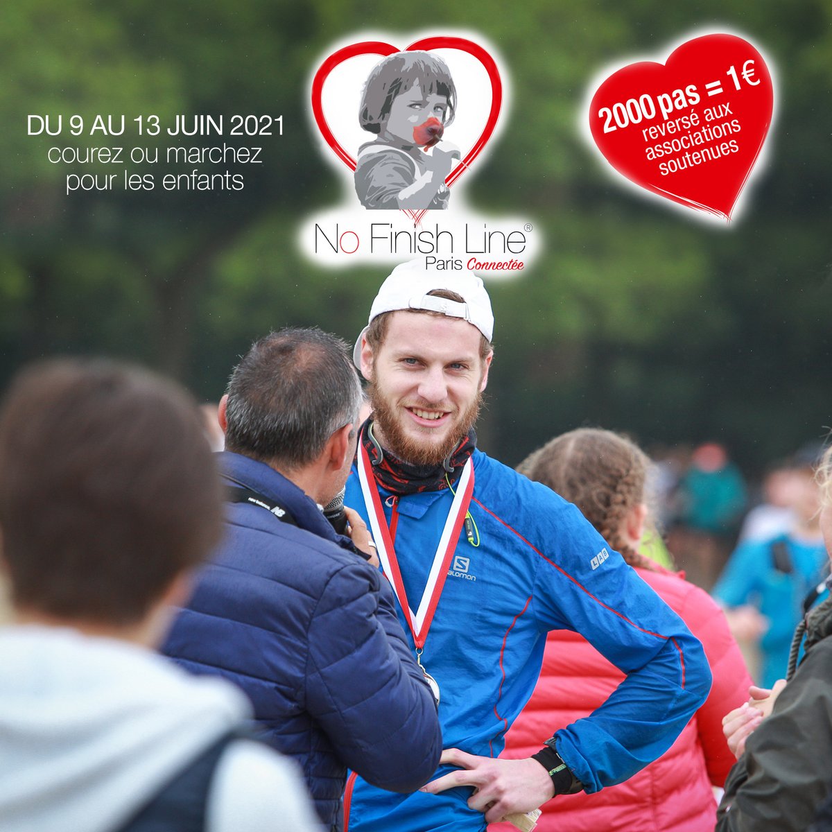 Vous êtes en forme ? 💪

Plus que deux jours avant le début du challenge #nofinishlineparis 😍

📅 Du 9 au 13 juin 2021
⏰ Début du challenge à 10h00
👊 2000 pas = 1€ de promesse de dons pour <a href="/chainedelespoir/">La Chaîne de l'Espoir</a> et le@SamusocialParis 

<a href="/AtosFR/">Atos France</a> <a href="/banquedefrance/">Banque de France</a> <a href="/MacifAssurances/">Macif</a>
