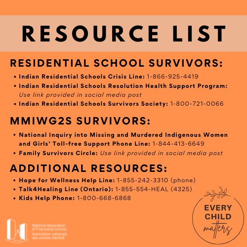 National Association of Friendship Centres (@nafc_anca) on Twitter photo We have put together a Resource List for those who may be struggling after the traumatic discovery of of 215 children at the Kamloops Indian Residential School. Mental health supports are vital to ensure that trauma is not life-lasting.
View the list:  nafc.ca/en/news-media/โฆ We have put together a Resource List for those who may be struggling after the traumatic discovery of of 215 children at the Kamloops Indian Residential School. Mental health supports are vital to ensure that trauma is not life-lasting.
View the list:  nafc.ca/en/news-media/โฆ