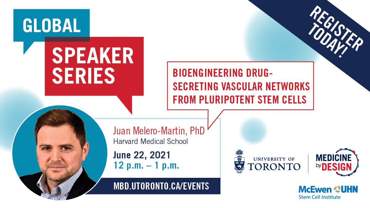 MbD_CCRM's tweet photo. Welcoming Juan Melero-Martin from @harvardmed June 22 for a Global Speaker Series talk "Bioengineering drug-secreting vascular networks from pluripotent stem cells." Series brings #regenmed leaders to the #MedicinebyDesign community. Register now ➡️ https://t.co/XcCAjBfLXz. https://t.co/JtsXBG6mhl