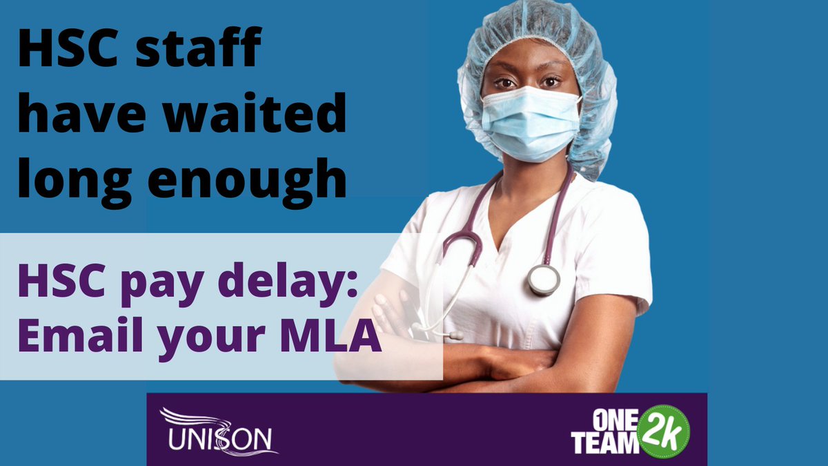 What would a proper thank you for HSC staff look like?
A fair &amp; on time £2k pay rise for all!
Instead the Westminster government only offers delays &amp; a pitiful 1%.
It's not good enough!
We need our MLAs to stand up for us bit.ly/3xgOKUb
#HSCpay