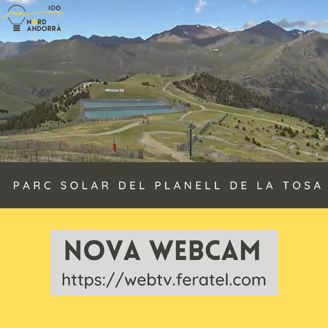 @vallnordpalarinsal ha instal·lat una nova webcam al Planell de la Tosa amb l'objectiu de seguir l'evolució de la construcció del parc solar que passarà a ser una de les fonts d’energia renovable més importants d’Andorra.
<a href="/comudelamassana/">Comú de la Massana</a> 
<a href="/forny_/">David Forné Massoni</a>