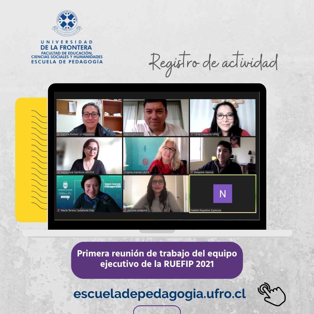 humanidadesufro's tweet photo. 📌El Dr. Pablo Camus, director de la #RUEFIP, dirige la primera reunión de trabajo del equipo ejecutivo 2021.
👉Destacar que la Dra. Carla Chavarría, directora del Programa Yo Quiero Ser Profesor/a #UFRO, es parte del equipo como Encargada de la mesa de los Programas de Acceso. https://t.co/dVKJVTaaWn