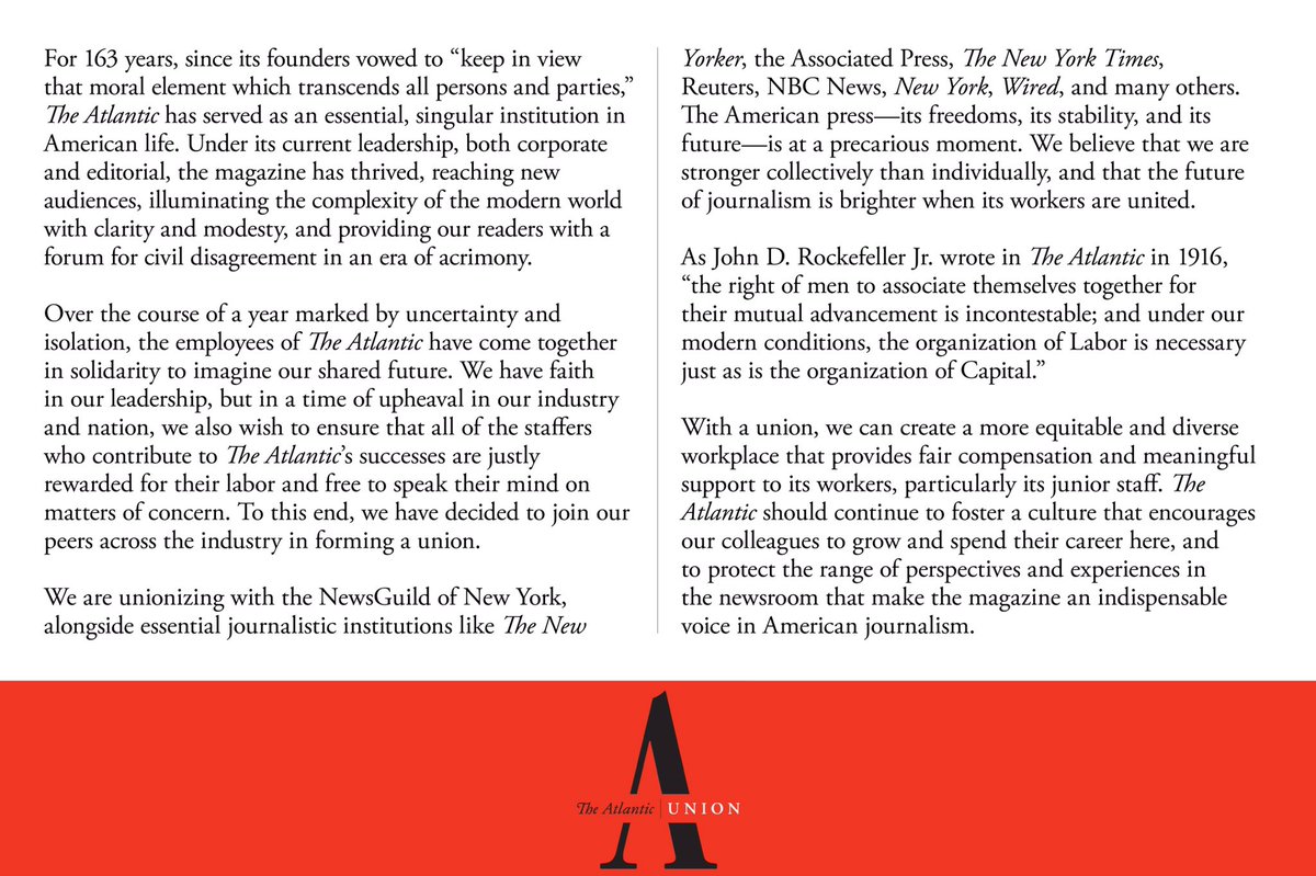 This is the first time I’m tweeting in more than a year, so you know it’s important. I am so excited to be joining my colleagues in <a href="/theatlunion/">The Atlantic Union</a>. I love this newsroom so much and I can’t wait to see what we’re able to do to make it better for everyone who works here