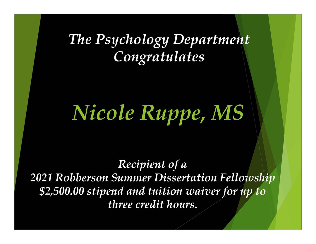 OSUPsychology's tweet photo. Congratulations to Nicole Ruppe. She was selected to receive a Summer 2021 Graduate College Robberson Summer Fellowship.

📸 https://t.co/bEntxgkcxE via https://t.co/PIDwLZjpIj https://t.co/aTILMf9JTw