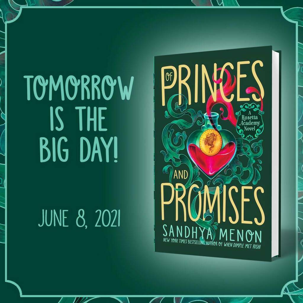 TOMORROW!!!! 🤯😱🐸👑💖 #bookstagram #booknerd #read #readersofinstagram #yabooks #yalit #romancebooks #sandhyamenon #ofprincesandpromises #ofcursesandkisses #rosettaacademy instagr.am/p/CP0lMausjgy/