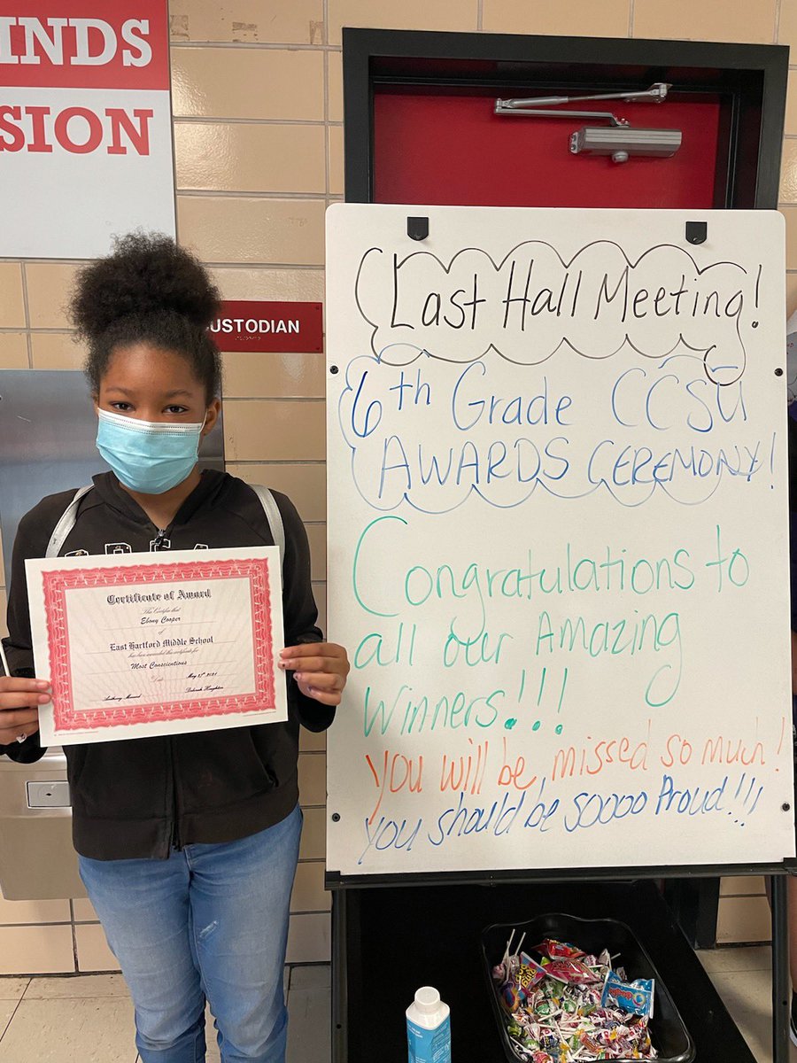 CCSU_STEM6's tweet photo. Celebrating an end to an incredible, yet challenging year. These students not only survived, but THRIVED! CCSU 6 is so proud! 🥇 🏆 💫 @EHMiddle https://t.co/7fBLjxbKi7