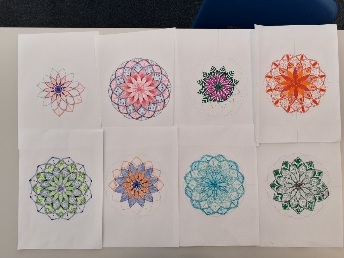 LongsandsMaths's tweet photo. Another set of stunning doodle mandalas drawn by students, inspired by @japleen_kaur1 and @c0mplexnumber!  🥰@LongsandsNews https://t.co/xfl2rb76CY
