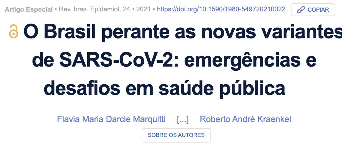 Artigo/carta que publicamos sobre questões de vigilância de Covid-19 perante as novas variantes. Está na Revista Brasileira de Epidemiologia.
scielo.br/j/rbepid/a/fMn…