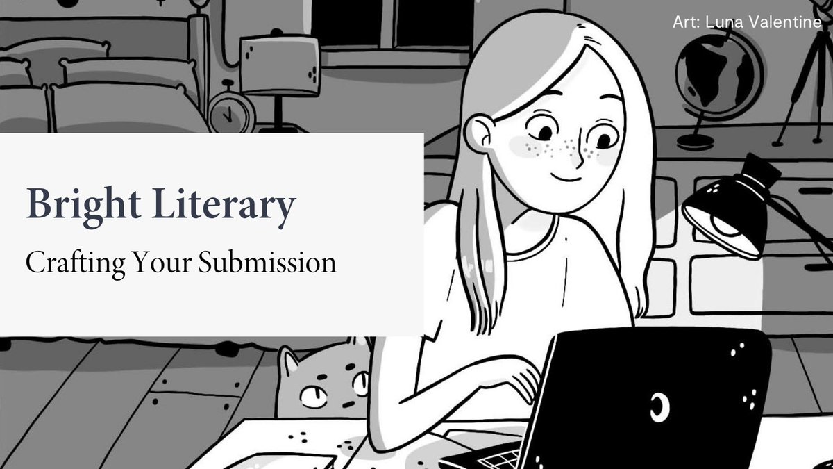 BrightLiterary's tweet photo. We’re open for Author submissions until Monday 14th June and we’ve put together this blog to help anyone working on their submission!
⭐
To see the blog, click here:
https://t.co/mmBBT0wpw9

Art by Luna Valentine https://t.co/c3rlTHSUJG