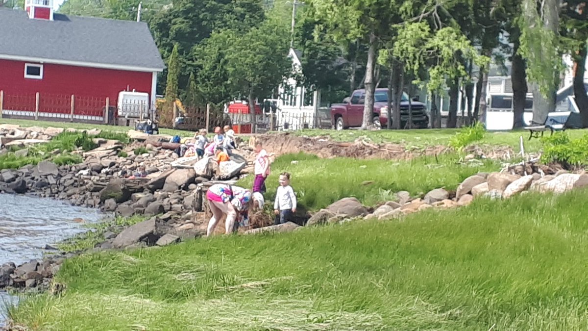LohnesFreeman's tweet photo. What do you do when there is a heat warning? You pack up some paper, pencils, treasure bags and imagination amd you find a beach to learn on and investigate.
#nspreprimary 
@champlain_elem 
#outdoorclassroom https://t.co/9EhdtUFpBH