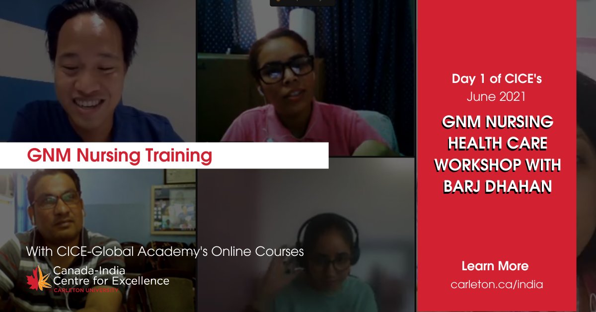 CanadaIndia_CA's tweet photo. The Canada-India Centre for Excellence is excited to have launched its #virtualdelivery GNM #Nursing #workshop. Day 1 took place over the weekend and was a huge success! Stay tuned for more updates from the center. https://t.co/kdieo9atEa