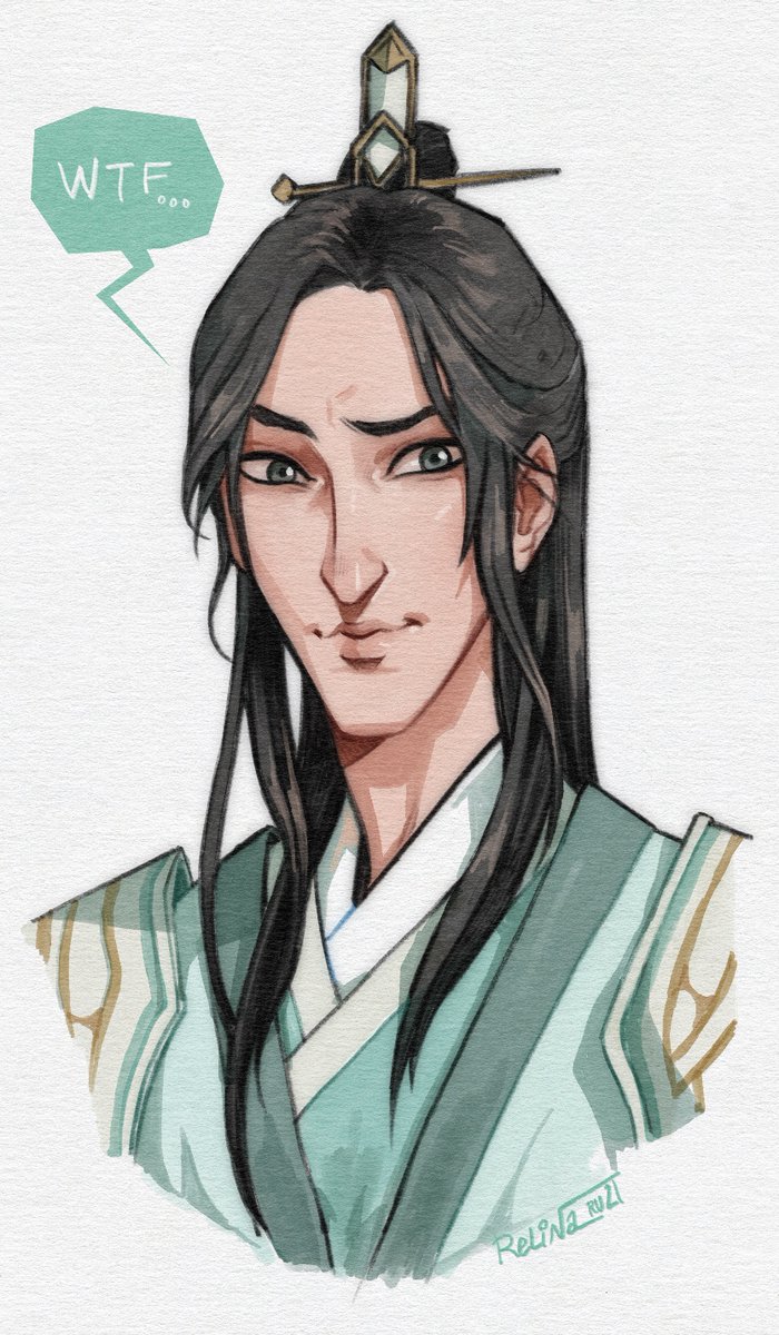 relina_ruj's tweet photo. Quick portrait of Shen Qingqiu 😌✨ thats  the  rare  case  when  I  like  the  main  protagonist enough  to  ship  them  with  someone  xD 

#svsss #ShenQingqiu #ScumVillainsSelfSavingSystem https://t.co/d660zUl0le