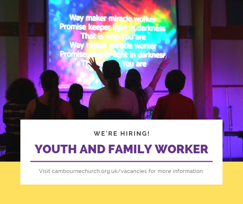 Are you a committed disciple keen to share the good news of Jesus with others within the church and community? Do you feel challenged to take up a role as a Youth and Family Worker?

If your answer is Yes, then Cambourne Church would love to hear from you! cambournechurch.org.uk/vacancies