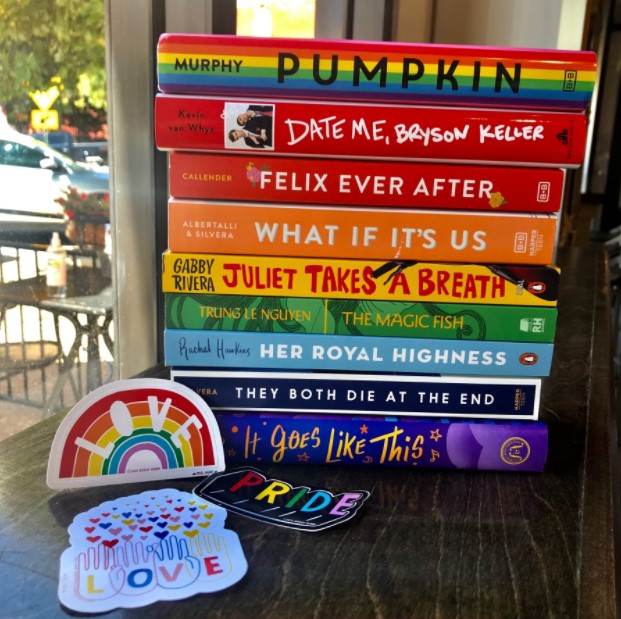 Pride Month Bookstack 🌈📚 @AuburnOilCoBooksellers #pridebookstack #rainbowbookstack facebook.com/auburnoilbooks…