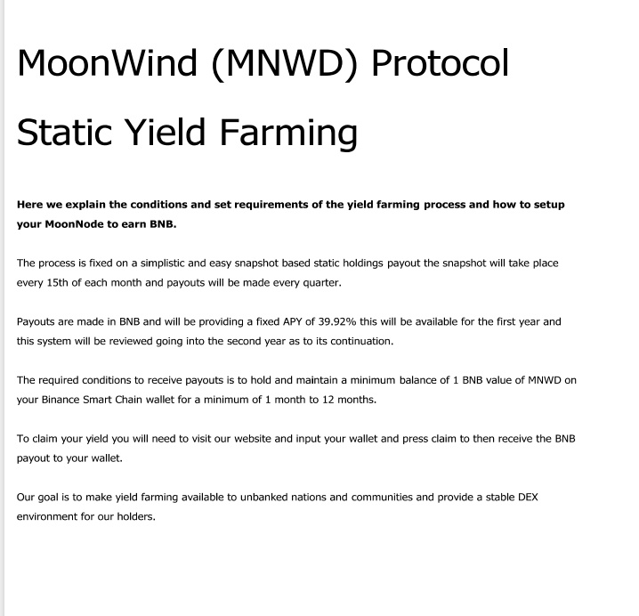 Moonwind101x's tweet photo. We are very pleased to announce the static yield farming protocol 📈

#HODL2EARN #BNB #MNWD #Crypto #BinanceSmartChain https://t.co/iiVDPZMcxD https://t.co/ooFdIvxdVc