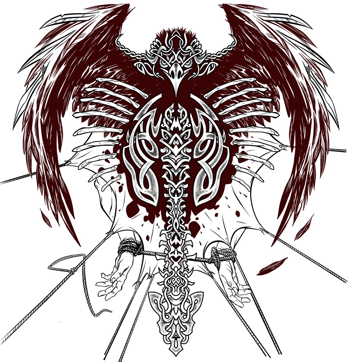 SethKlokk's tweet photo. Back tattoo design for Assassin’s Creed. Honestly, I’ve just wanted to do a blood eagle design for a while now and this contest provided the perfect opportunity. #ACTattooContest #Vikings https://t.co/pybF57JRRS