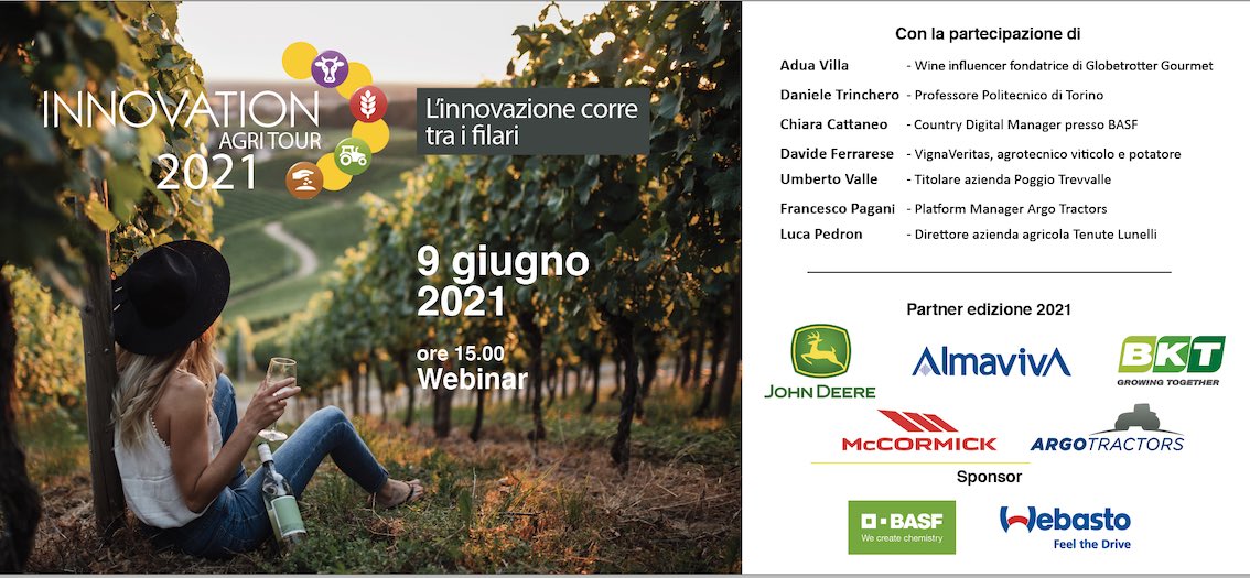 9 giugno #Innovation #AgriTour2021 parlerò di #vigneti #smart <a href="/IxemWine/">iXem Wine</a> il lavoro svolto da <a href="/iXemLabs/">iXem Labs - PoliTo</a> al <a href="/PoliTOnews/">Politecnico di Torino</a> <a href="/TrattoriW/">TrattoriWeb</a> @betdaniele