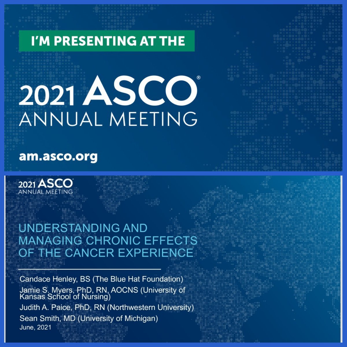 colon_survivor's tweet photo. Honored to be a Patient Advocate during @ASCO on a case based panel discussion "Understanding and Managing Chronic Effects of the Cancer Experience" with amazing Dr's in their field who graciously shared this space with me 💙. https://t.co/wAeolX9Pkz https://t.co/N6PpOGnLdY