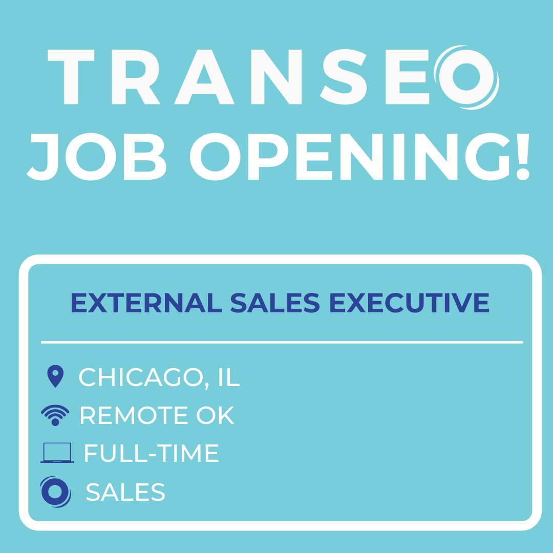 We are hiring! Transeo is looking for an individual who is experienced in outside sales with additional experience in educational technology sales.

Follow this link for more information: lnkd.in/d9UAQgM