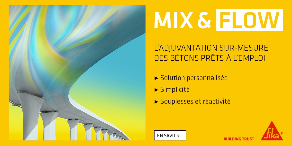 Sika Mix&amp;Flow, la solution qui révolutionne le processus d’adjuvantation du béton!

Découvrez notre approche unique qui offre aux centrales à béton une solution sur-mesure pour chaque formule, chaque chantier, chaque nouveau besoin. 
En savoir plus : fal.cn/3fU68